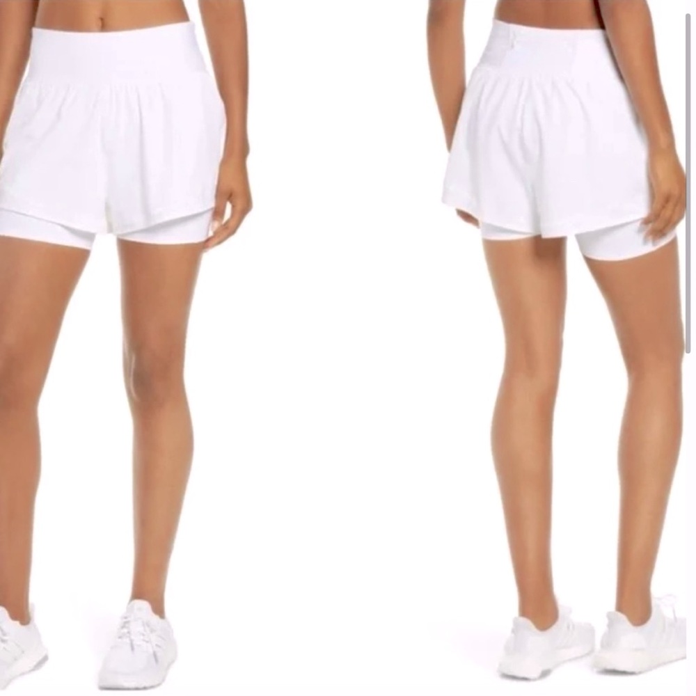 SPANX White Athletic Shorts with Inner Compression Layer
